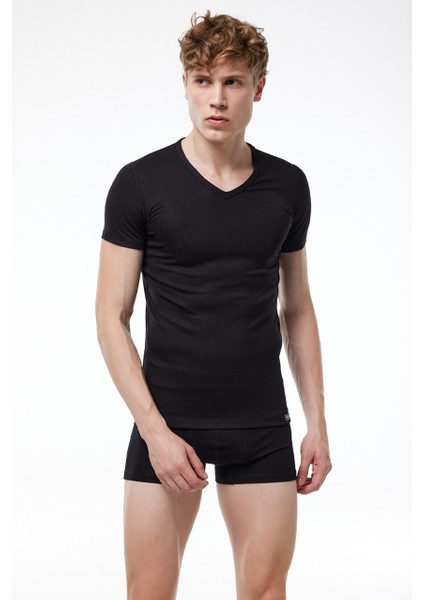 Erkek Termal V Yaka Kısa Kol Body Üst Siyah- S&m 1 Adet fiyatları