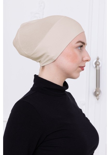 Geçmeli Bone Önü Dikişsiz Kaymaz Lastikli Kadın Tesettür Pratik Geçme Iç Bone Bej fiyatları