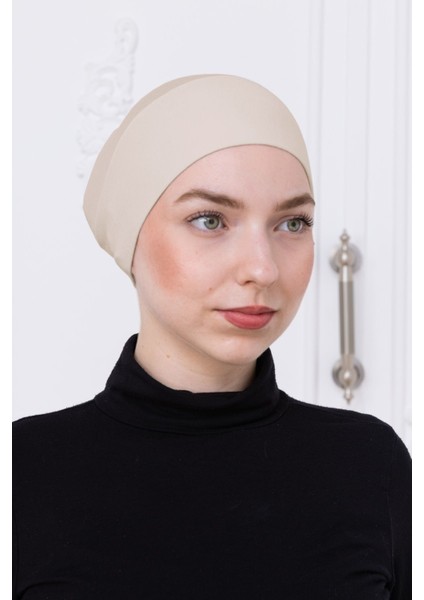 Geçmeli Bone Önü Dikişsiz Kaymaz Lastikli Kadın Tesettür Pratik Geçme Iç Bone Bej fırsatları