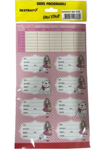 Ekstrafix (DP-115) Ders Programlı Okul Etiketi Q