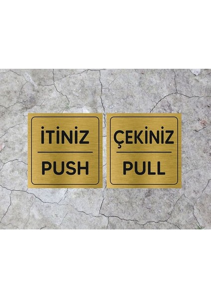 Itiniz / Çekiniz Metal Kapı Ikaz Yazısı Gold Renk Arkası Yapışkanlı (10CM x 10CM)