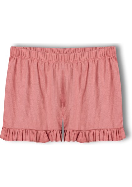 Pamuklu Iğne Çıkarmalı Ince Askılı Crop Atlet Paçası Fırfırlı Şort Kadın Pijama Takımı