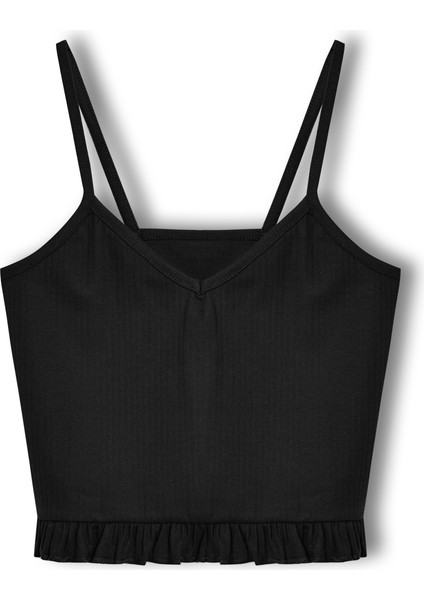 Pamuklu Iğne Çıkarmalı Ince Askılı Crop Atlet Paçası Fırfırlı Şort Kadın Pijama Takımı indirimleri