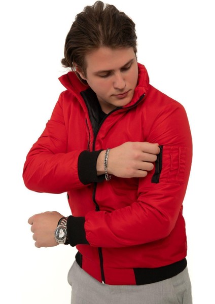 Erkek Astarlı Dik Yaka Mevsimlik Cepli Su ve Rüzgar Geçirmez Mont modelleri