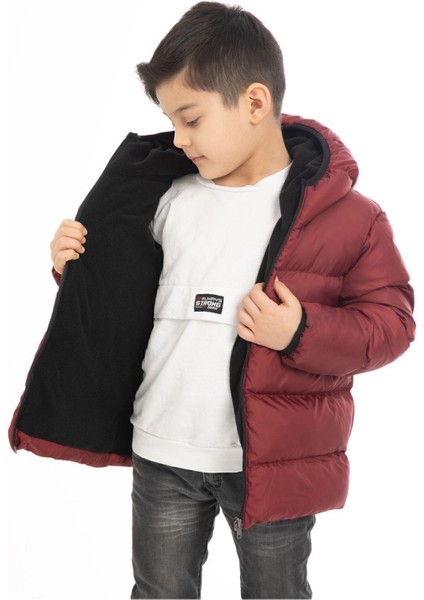 Spor Erkek Çocuk Polarlı Kürklü Kapüşonlu Su Geçirmez Rüzgara Dayanıklı Şişme Kışlık Mont modelleri