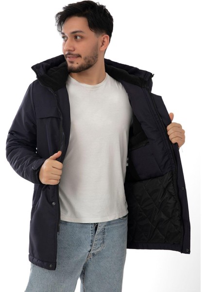 Spor Erkek Polarlı Kürklü Su ve Rüzgar Geçirmez Kapüşonlu Kışlık Mont & Kaban & Parka modelleri