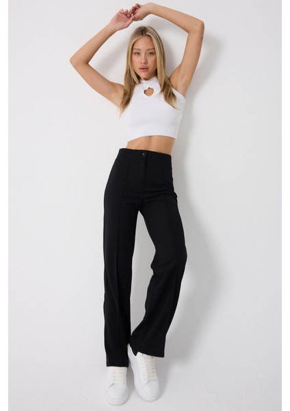 Kadın Yüksek Belli Toparlayıcı Ispanyol Paça Palazzo Pantolon modelleri