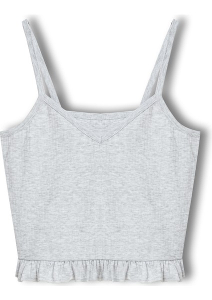 Pamuklu Iğne Çıkarmalı Ince Askılı Crop Atlet Paçası Fırfırlı Şort Kadın Pijama Takımı indirimleri