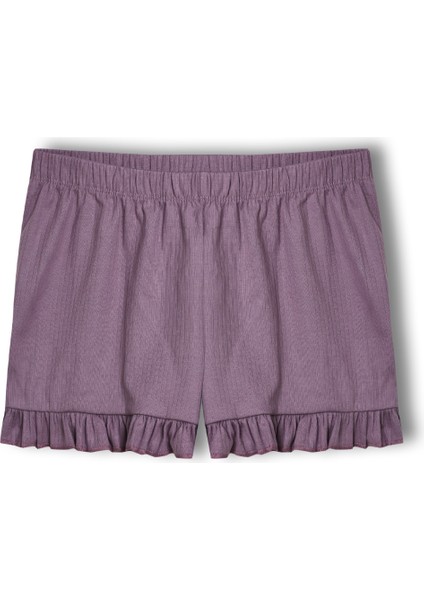 Pamuklu Iğne Çıkarmalı Ince Askılı Crop Atlet Paçası Fırfırlı Şort Kadın Pijama Takımı indirimleri
