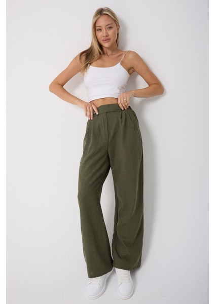 Kadın Yüksek Belli Cırtlı Palazzo Pantolon fiyatları