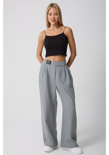 Kadın Yüksek Belli Cırtlı Palazzo Pantolon indirimleri