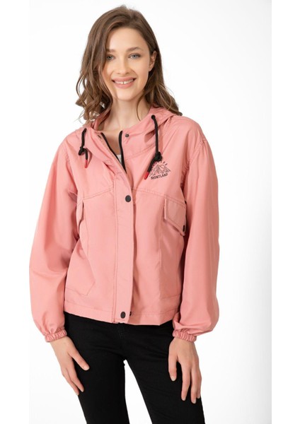 Spor Kadın Su Yeşili Su Geçirmez ve Rüzgara Dayanıklı Kapüşonlu Cepli Çıt Çıtlı Mevsimlik Yağmurluk fiyatları