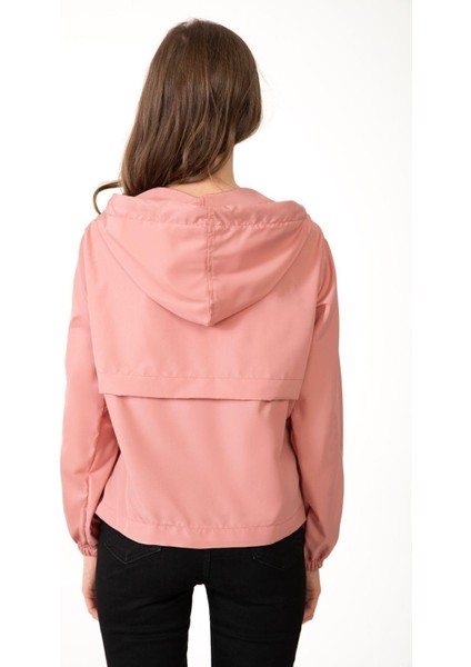 Spor Kadın Su Yeşili Su Geçirmez ve Rüzgara Dayanıklı Kapüşonlu Cepli Çıt Çıtlı Mevsimlik Yağmurluk fırsatları