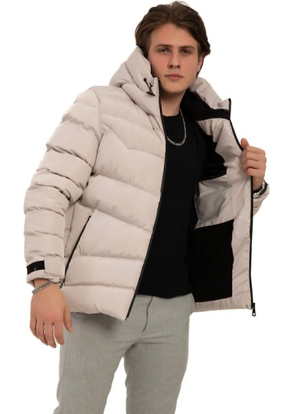 Erkek Kapüşonlu Polarlı Kürklü Su Geçirmez Rüzgara Dayanıklı Şişme Mont Kaban Parka indirimleri