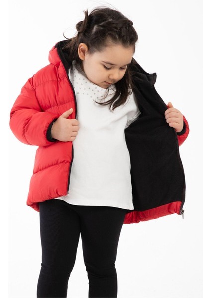 Spor Kız Çocuk Polarlı Kapüşonlu Su Geçirmez Rüzgara Dayanıklı Şişme Kışlık Mont & Kaban modelleri