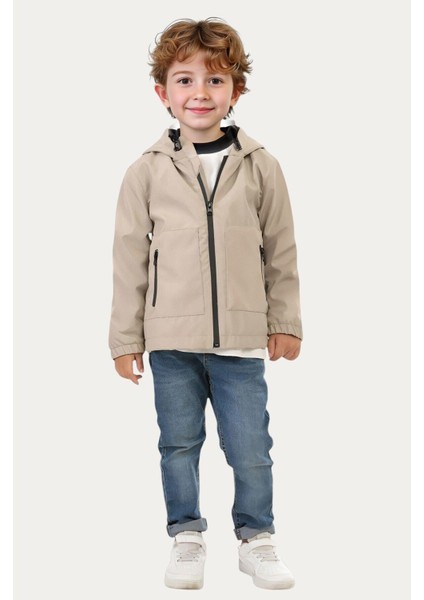 Erkek Çocuk Astarlı Su ve Rüzgar Geçirmez Kapüşonlu Çift Fermuarlı Cepli Yağmurluk fiyatları