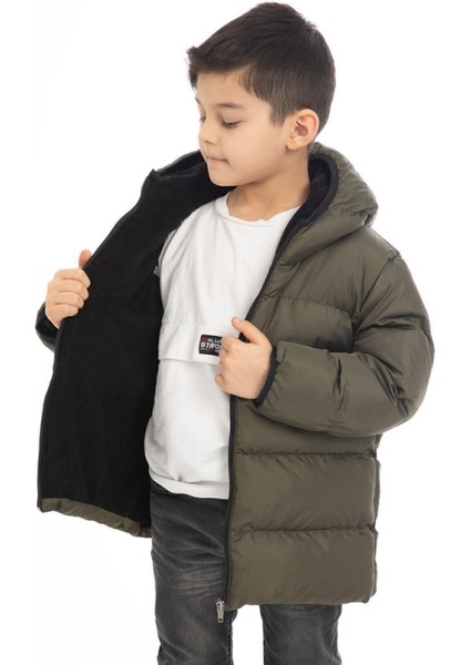 Spor Erkek Çocuk Polarlı Kürklü Kapüşonlu Su Geçirmez Rüzgara Dayanıklı Şişme Kışlık Mont modelleri