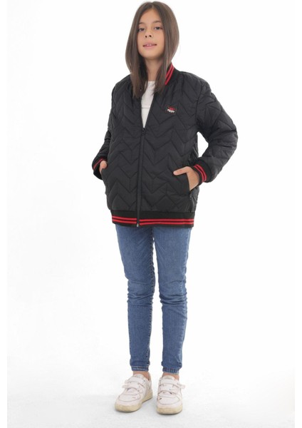 Spor Kız Çocuk Kolej Yaka Astarlı Su ve Rüzgar Geçirmez Fermuarlı Cep Mont Ceket fiyatları