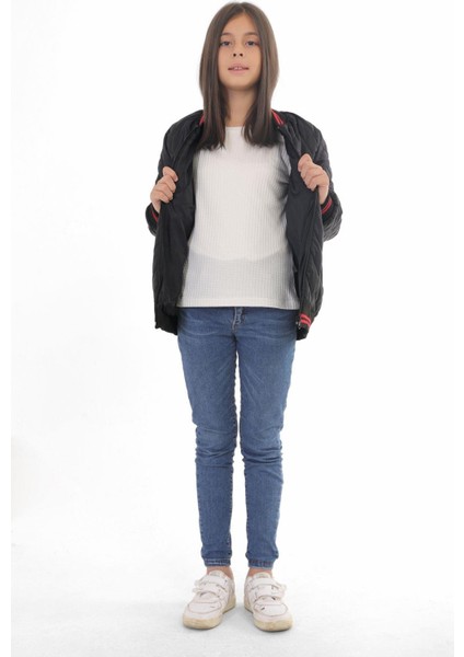 Spor Kız Çocuk Kolej Yaka Astarlı Su ve Rüzgar Geçirmez Fermuarlı Cep Mont Ceket modelleri