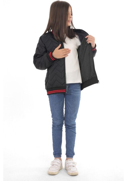 Spor Kız Çocuk Kolej Yaka Astarlı Su ve Rüzgar Geçirmez Fermuarlı Cep Mont Ceket fırsatları