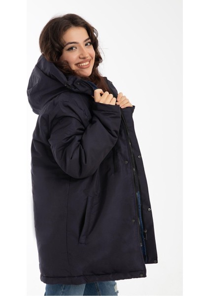 Spor Kadın Polarlı Su ve Rüzgar Geçirmez Kapüşonlu Kışlık Mont & Kaban & Parka