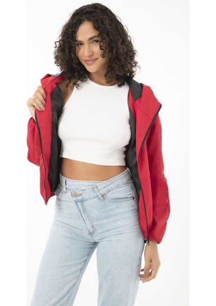 Kadın Su Yeşili Kapüşonlu Su ve Rüzgar Geçirmez Cepli Astarlı Oversize Mevsimlik Yağmurluk indirimleri