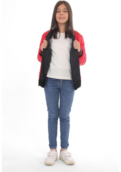 Spor Kız Çocuk Kolej Yaka Astarlı Su ve Rüzgar Geçirmez Fermuarlı Cep Mont Ceket modelleri