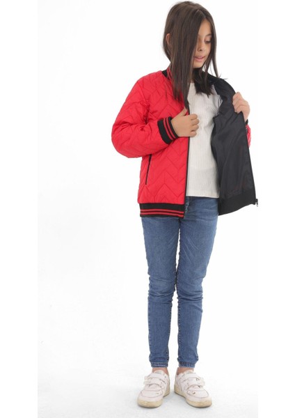 Spor Kız Çocuk Kolej Yaka Astarlı Su ve Rüzgar Geçirmez Fermuarlı Cep Mont Ceket fırsatları