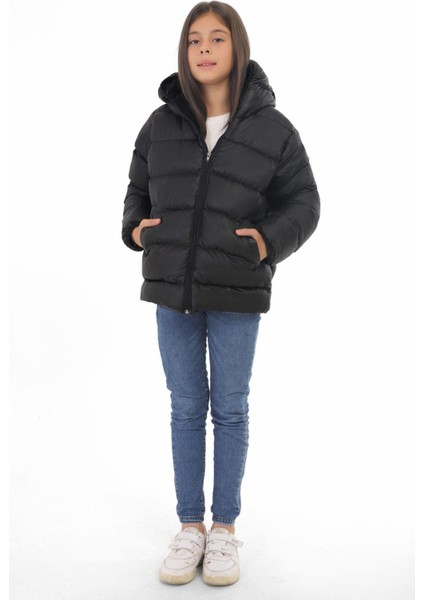 Spor Kız Çocuk Polarlı Kapüşonlu Su Geçirmez Rüzgara Dayanıklı Cepli Şişme Kışlık Mont fiyatları