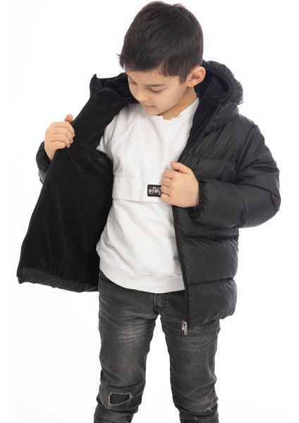 Spor Erkek Çocuk Polarlı Kürklü Kapüşonlu Su Geçirmez Rüzgara Dayanıklı Şişme Kışlık Mont fırsatları