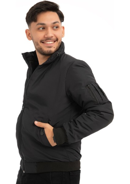 Spor Erkek Astarlı Dik Yaka Mevsimlik Cepli Su ve Rüzgar Geçirmez Mont modelleri