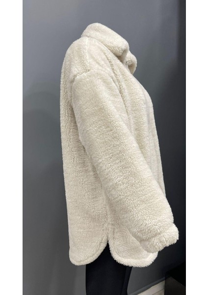 Spor Kadın Peluş Rüzgar Geçirmez Welsoft Çift Cepli Kışlık Mont Kaban