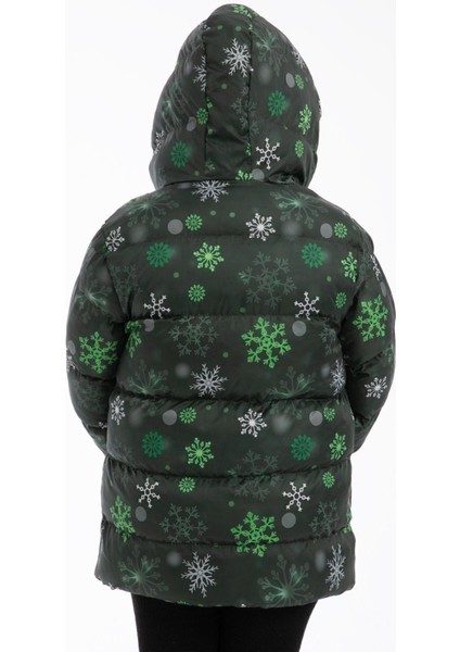 Spor Kız Çocuk Dijital Desen Polar Su ve Rüzgar Geçirmez Kapüşonlu Şişme Kışlık Mont fırsatları