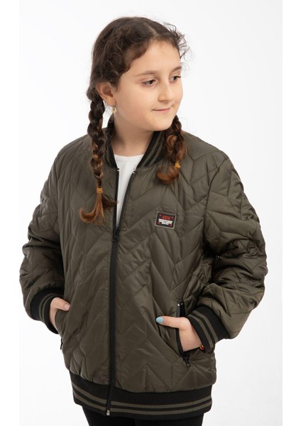 Spor Kız Çocuk Kolej Yaka Astarlı Su ve Rüzgar Geçirmez Fermuarlı Cep Mont Ceket