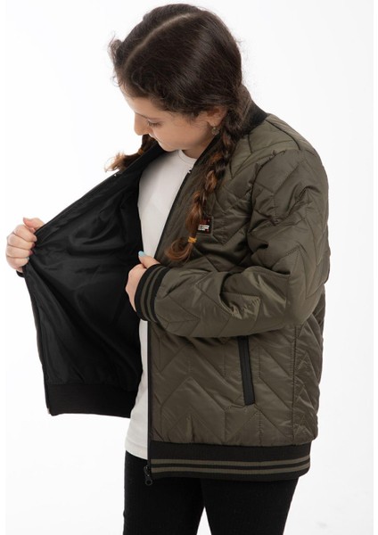 Spor Kız Çocuk Kolej Yaka Astarlı Su ve Rüzgar Geçirmez Fermuarlı Cep Mont Ceket modelleri