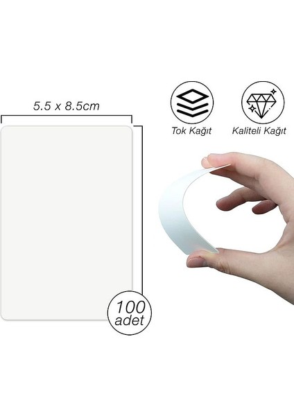 Kelime Kartları Etiket - 5..5cm 100 Adet Oval Kesimli Boş Kartlar