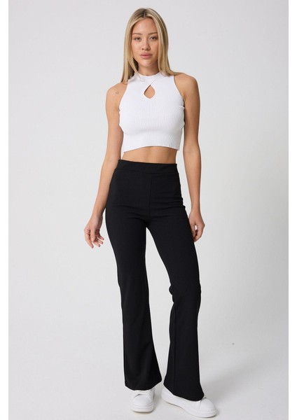 Kadın Likralı Belli Lastikli Ispanyol Paça Pantolon fiyatları