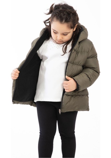 Spor Kız Çocuk Polarlı Kapüşonlu Su Geçirmez Rüzgara Dayanıklı Şişme Kışlık Mont & Kaban modelleri