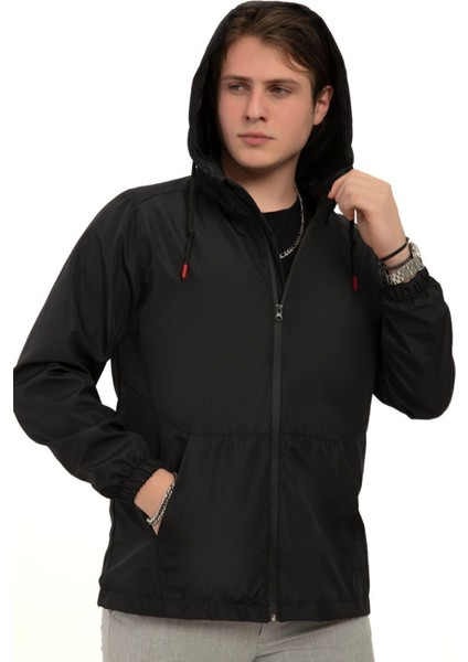 Erkek Astarlı Kanguru Cepli Su ve Rüzgar Geçirmez Kapüşonlu Cepli Yağmurluk indirimleri