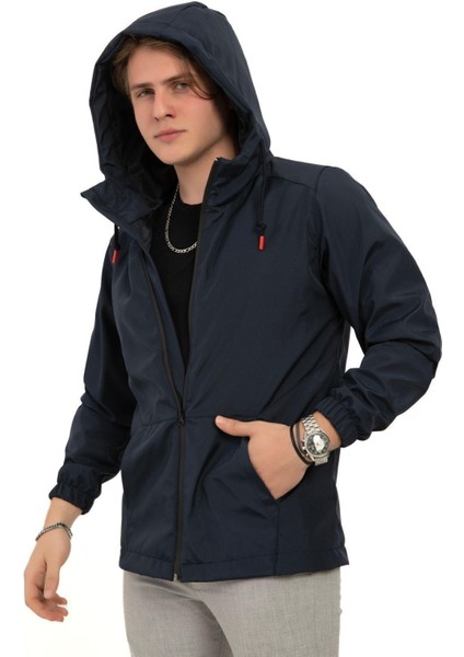 Erkek Astarlı Kanguru Cepli Su ve Rüzgar Geçirmez Kapüşonlu Cepli Yağmurluk fırsatları