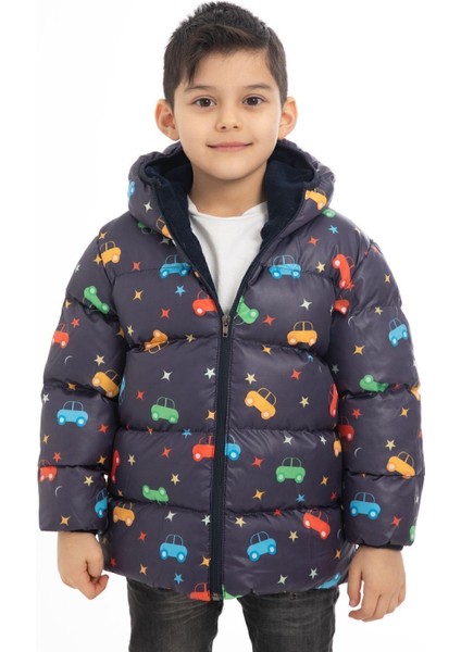 Spor Erkek Çocuk Polarlı Kapüşonlu Araba Yıldız Ay Desenli Kışlık Şişme Mont & Kaban & Parka fiyatları