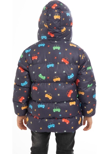 Spor Erkek Çocuk Polarlı Kapüşonlu Araba Yıldız Ay Desenli Kışlık Şişme Mont & Kaban & Parka fırsatları