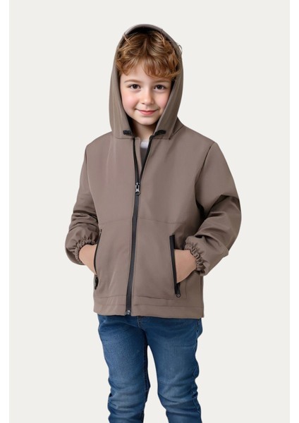 Erkek Çocuk Astarlı Su ve Rüzgar Geçirmez Kapüşonlu Çift Fermuarlı Cepli Yağmurluk modelleri