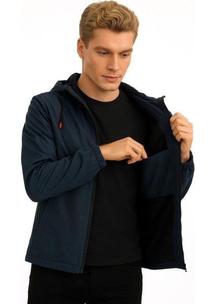 Spor Erkek Astarlı Kanguru Cepli Su ve Rüzgar Geçirmez Kapüşonlu Cepli Yağmurluk fiyatları