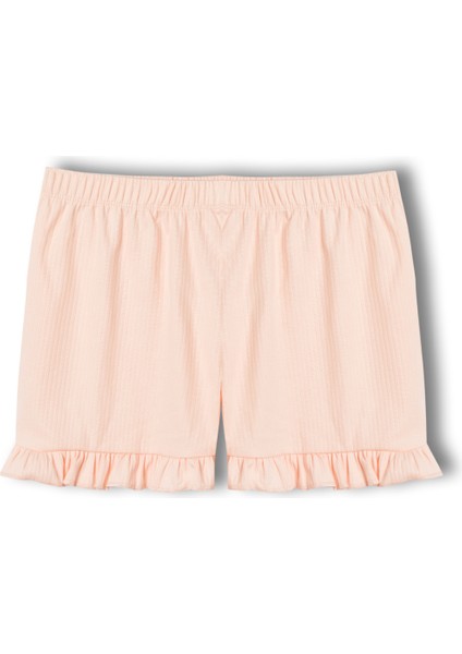 Pamuklu Iğne Çıkarmalı Ince Askılı Crop Atlet Paçası Fırfırlı Şort Kadın Pijama Takımı