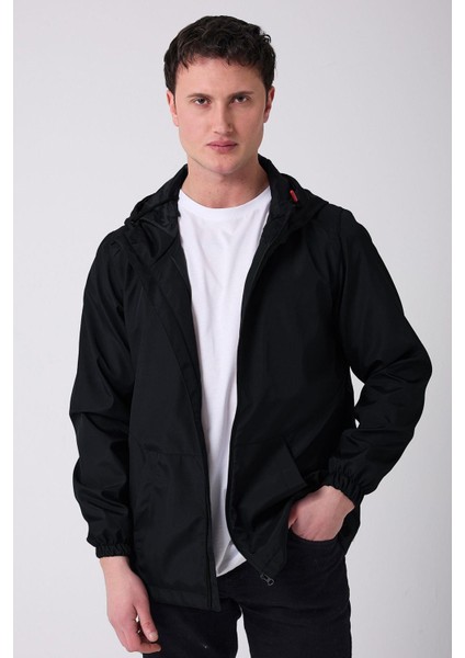 Erkek Astarlı Kanguru Cepli Su ve Rüzgar Geçirmez Kapüşonlu Cepli Yağmurluk - Rüzgarlık modelleri