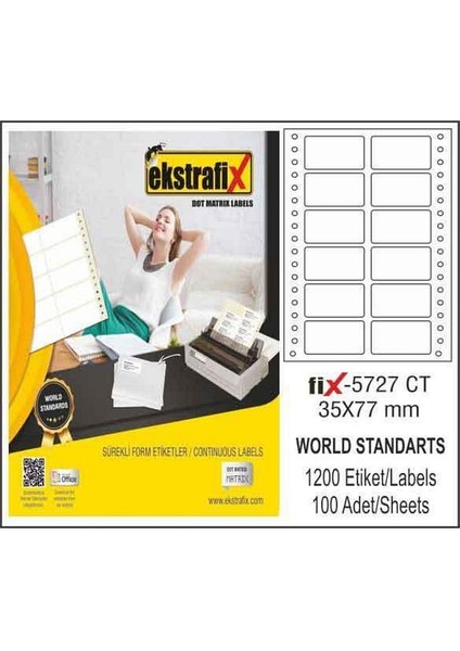 Ekstrafix FIX-5727 Bilgisayar Etiketi 35 x 77MM