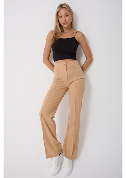 Kadın Yüksek Belli Toparlayıcı Ispanyol Paça Palazzo Pantolon