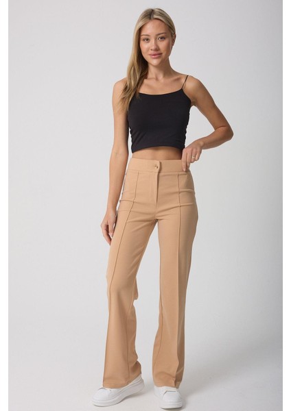 Kadın Yüksek Belli Toparlayıcı Ispanyol Paça Palazzo Pantolon fiyatları