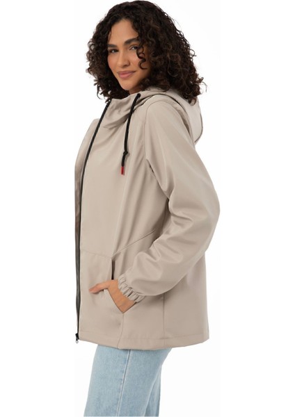 Kadın Astarlı Su Geçirmez ve Rüzgara Dayanıklı Kapüşonlu Iç Cepli Mevsimlik Yağmurluk fırsatları